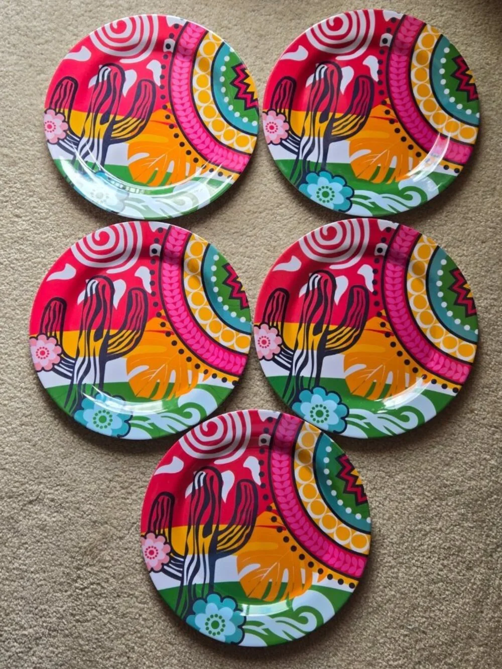 Stephan Roberts' Home Collection 11-inch Viva Mexico Melamine Plates Set Of 5